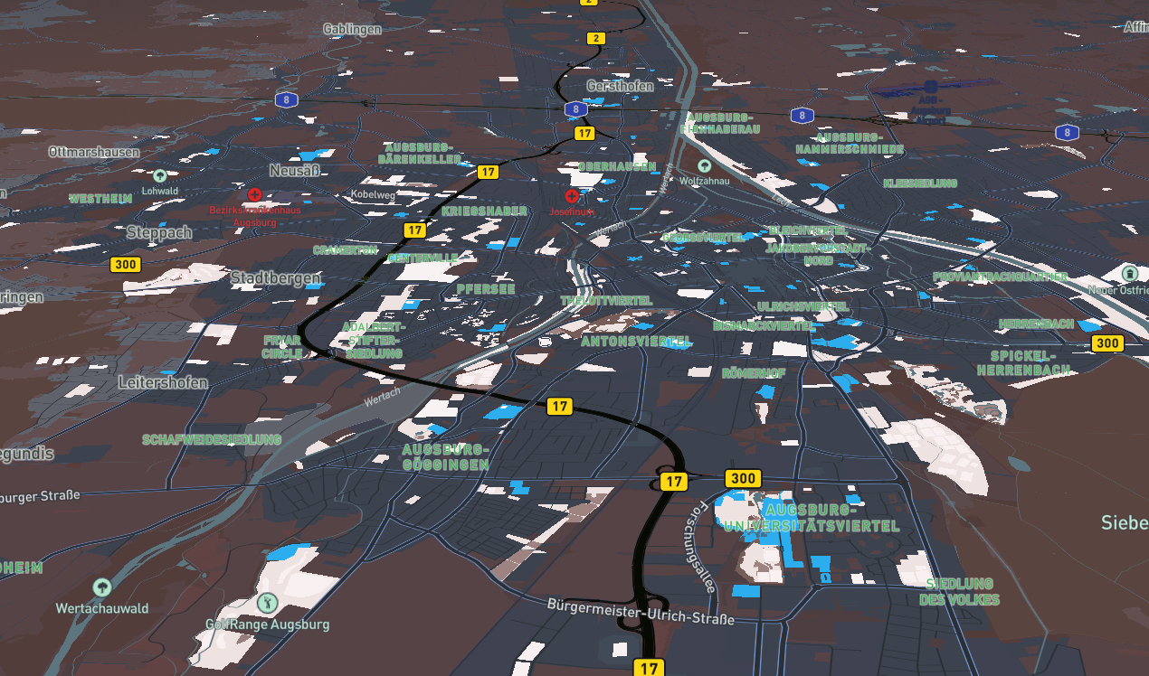 warm colors on the map